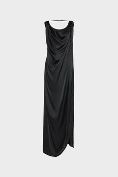 Satin Draped Maxi Dress