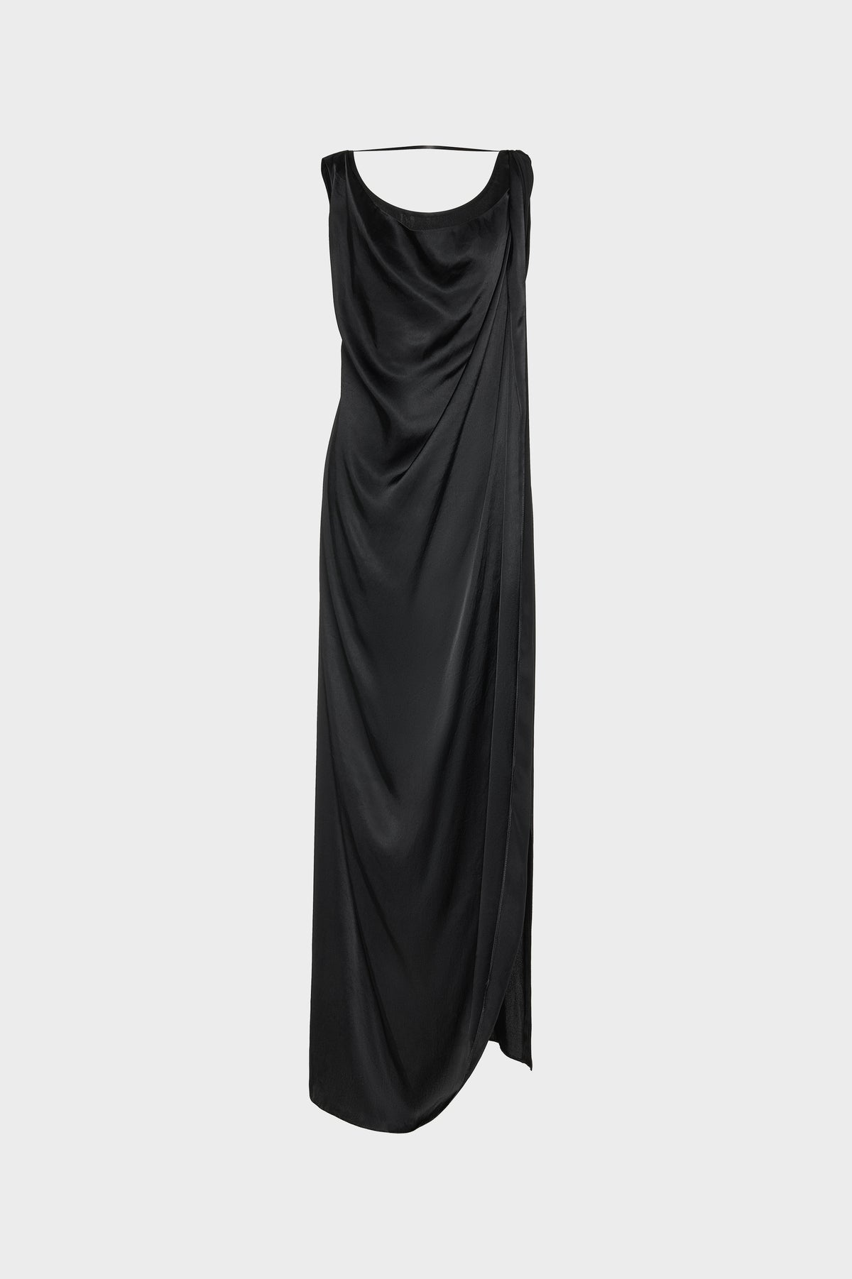 Satin Draped Maxi Dress