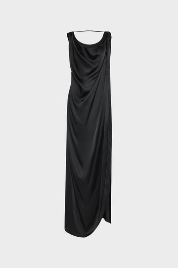 Satin Draped Maxi Dress