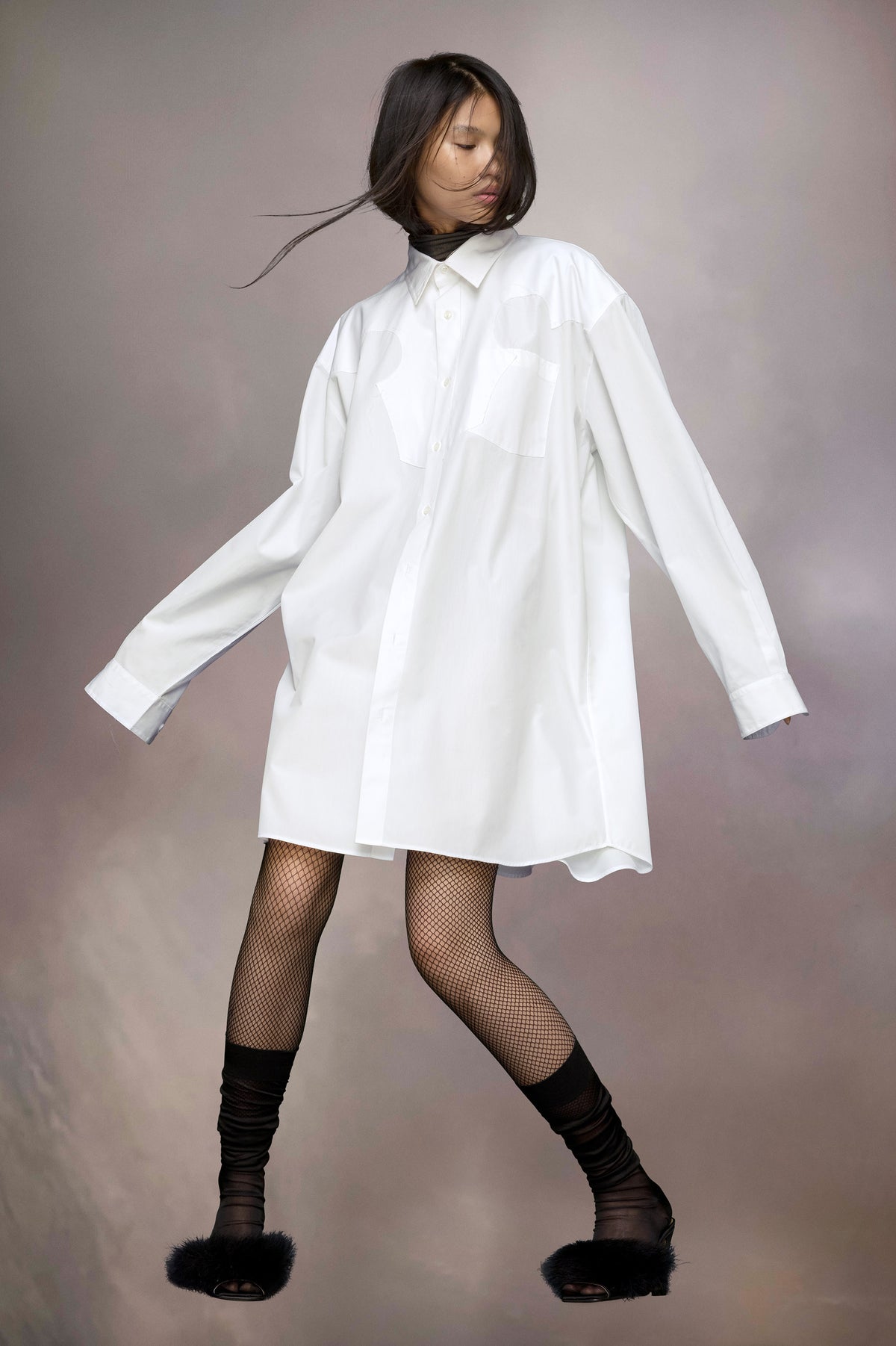 Cotton poplin shirt dress