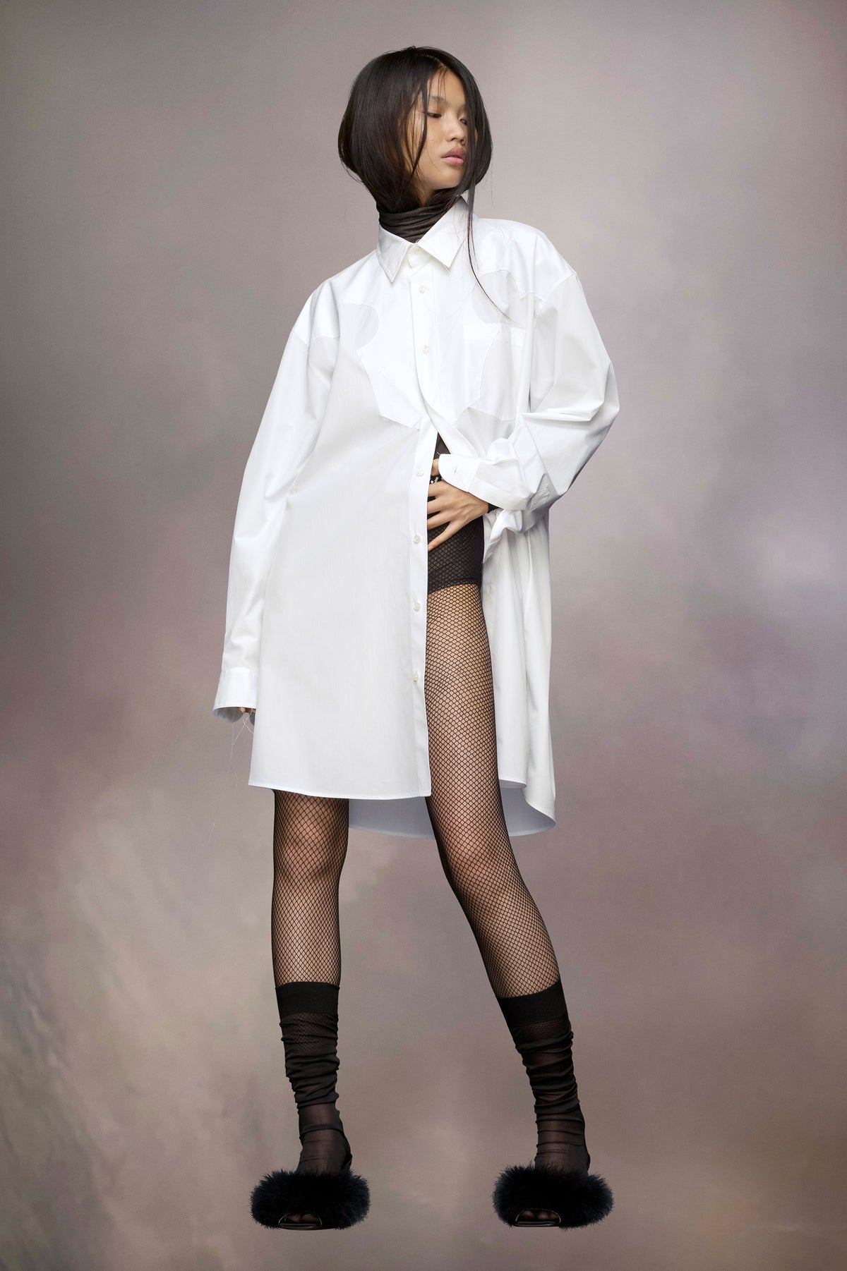 Cotton poplin shirt dress