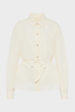 Tie-waist silk cotton shirt