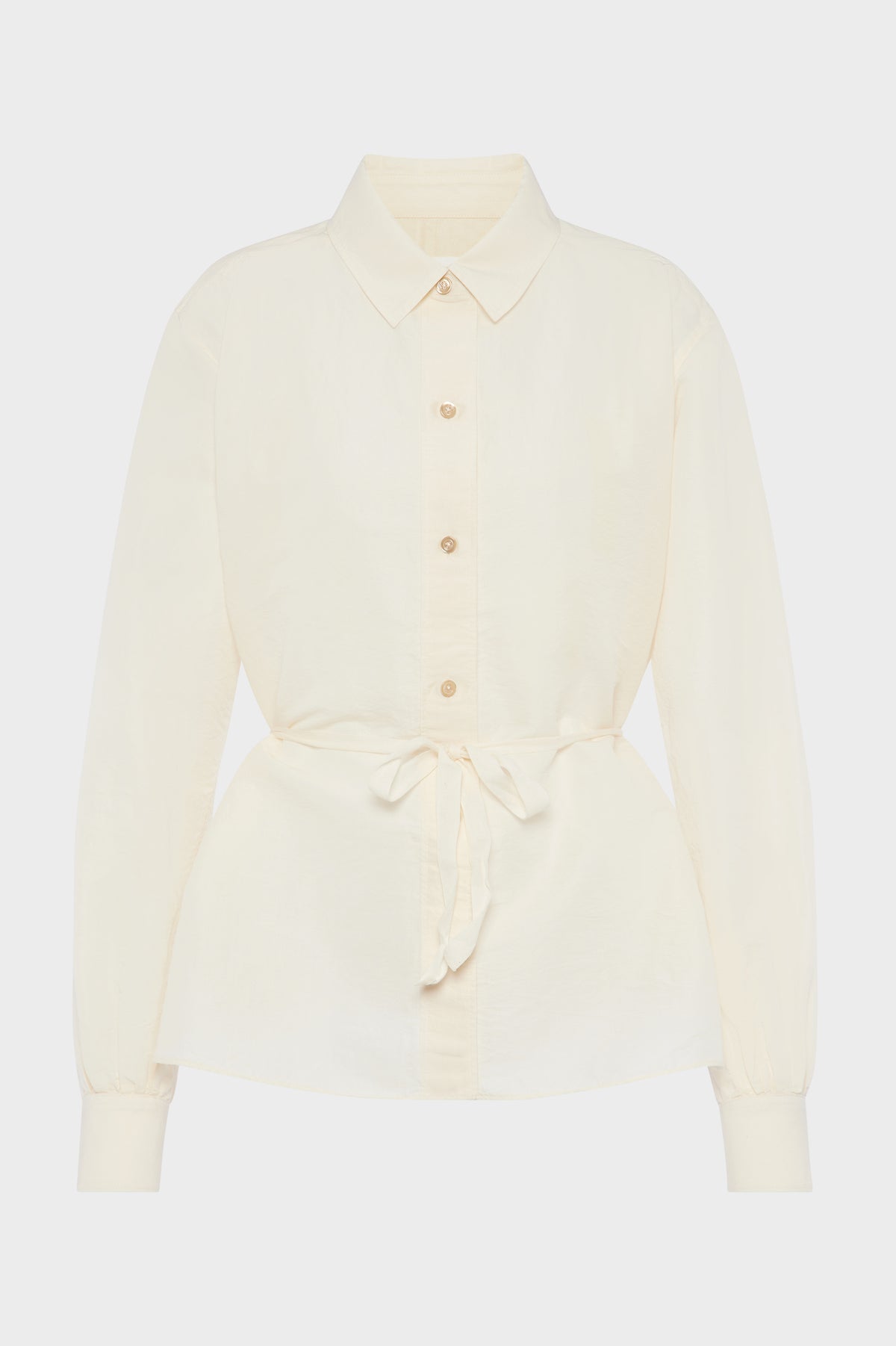 Tie-waist silk cotton shirt