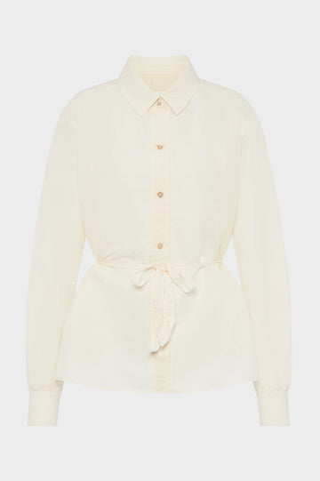 Tie-waist silk cotton shirt