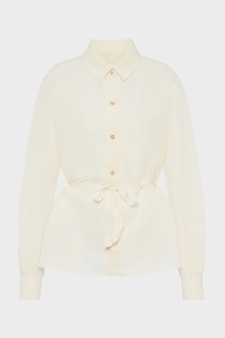 Tie-waist silk cotton shirt