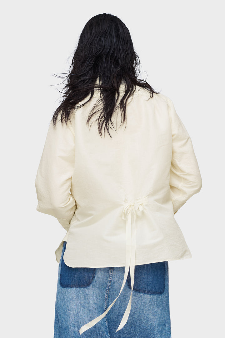 Tie-waist silk cotton shirt