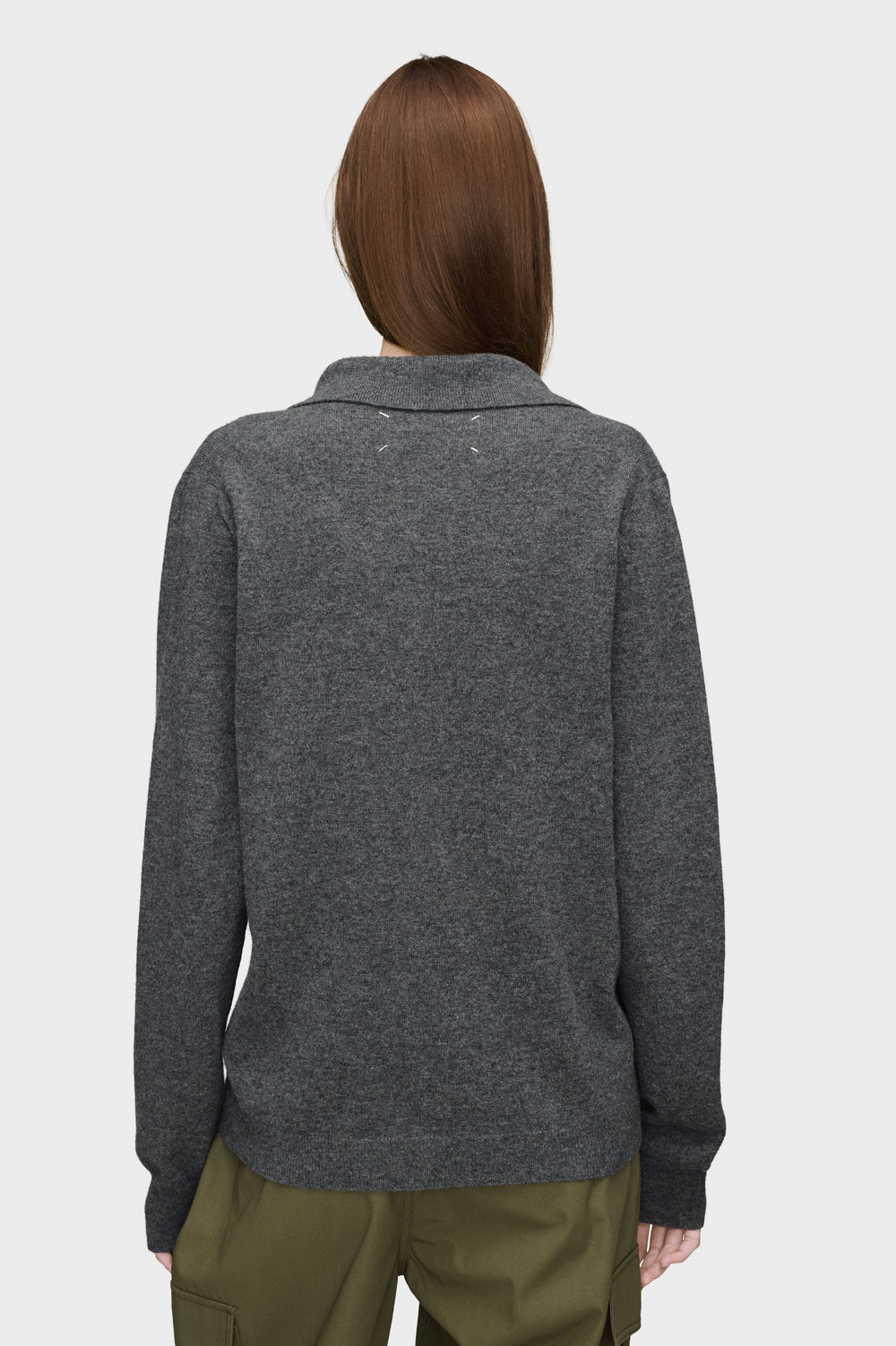 Maison Margiela Draped Collar Wool Polo Sweater