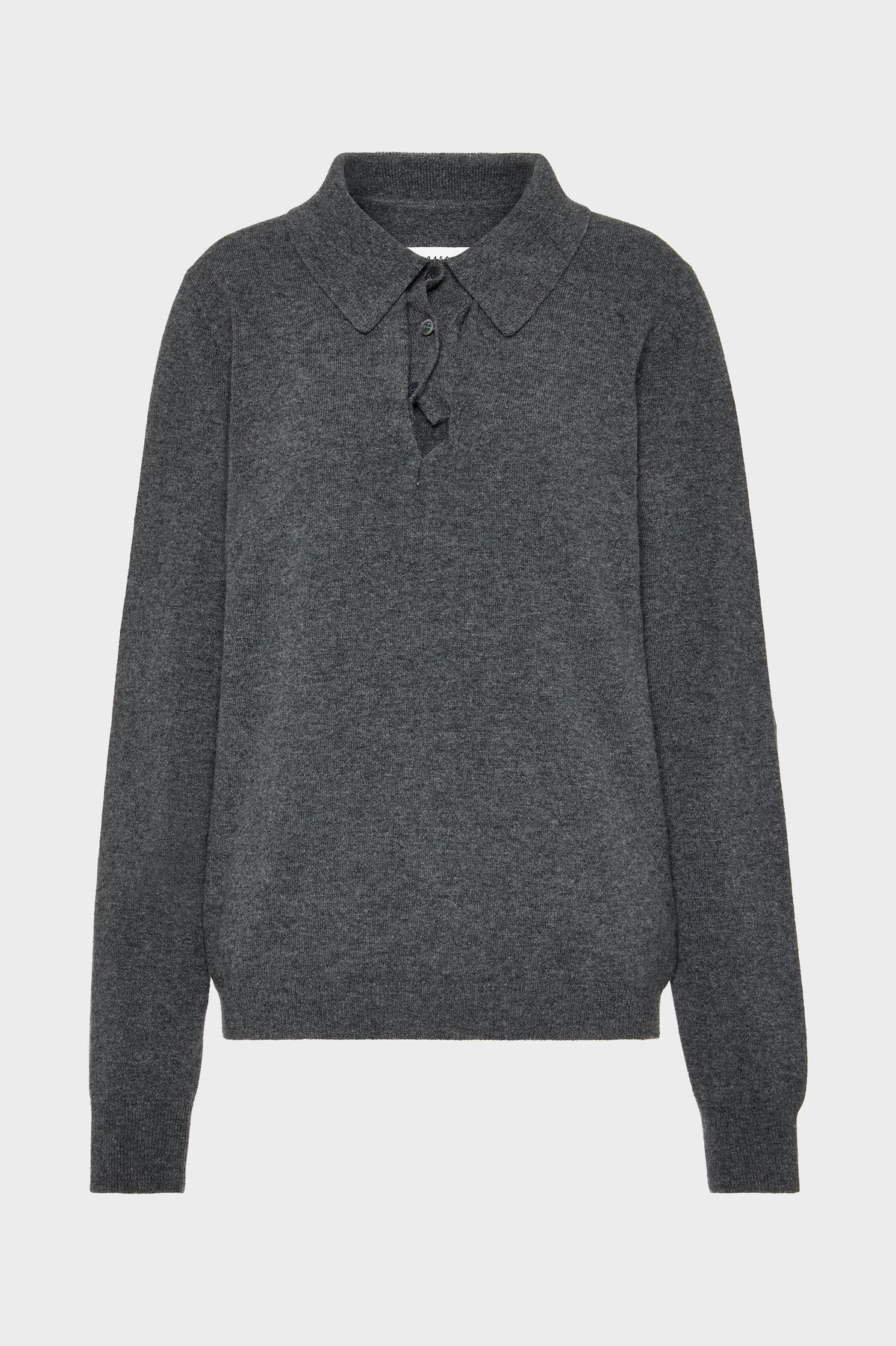 Draped Collar Wool Polo Sweater