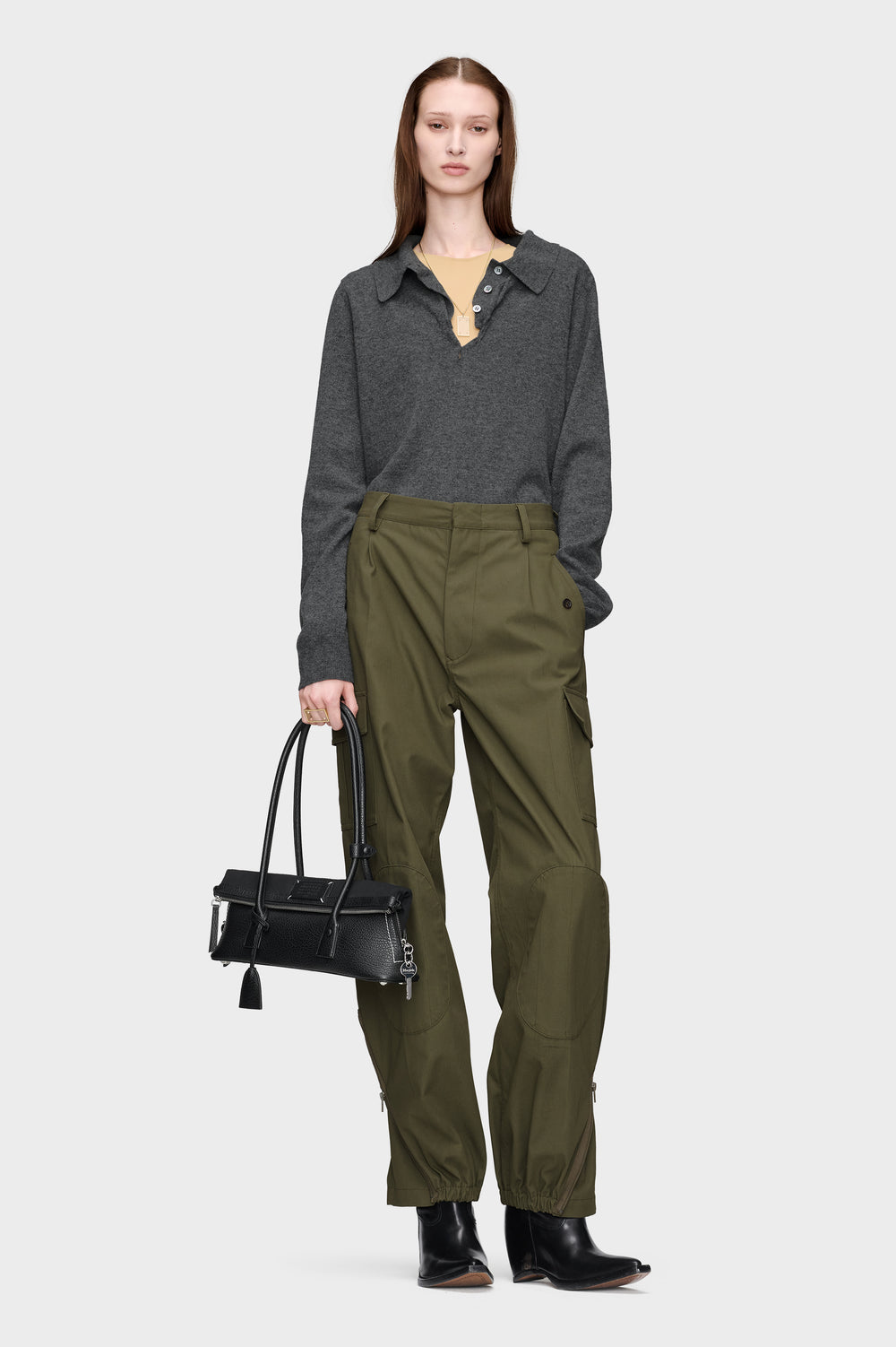 Maison Margiela Draped Collar Wool Polo Sweater