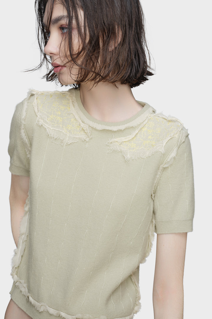 Embroidered knit top