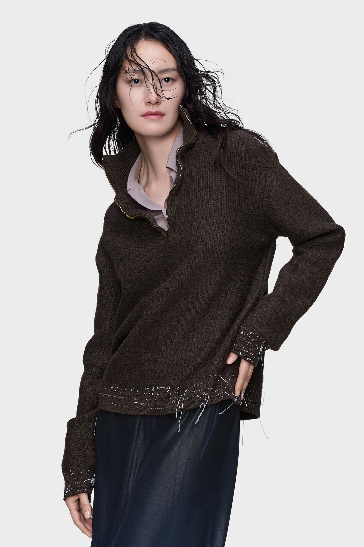 Wool quarter-zip sweater