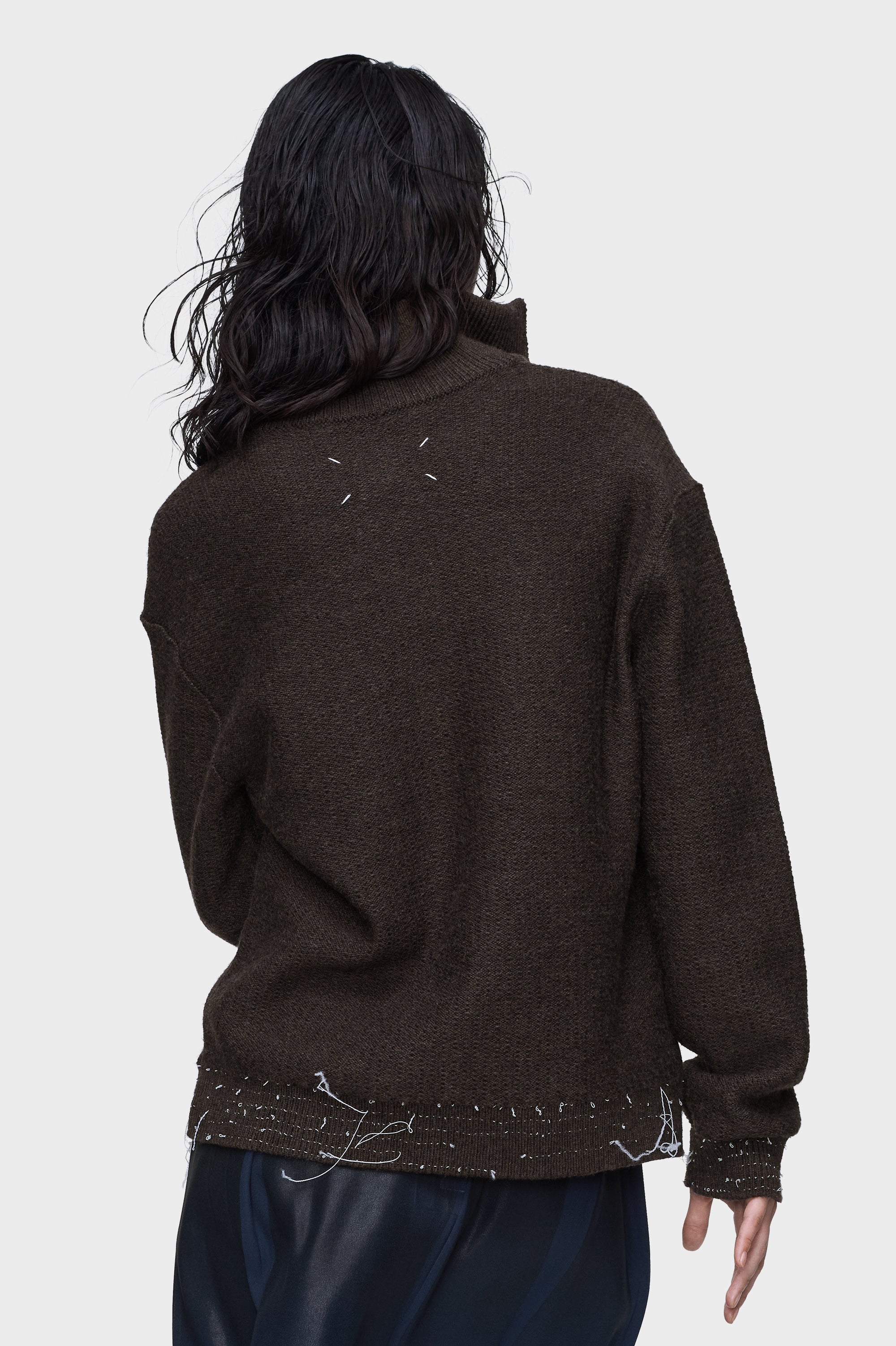 Designer Brown Wool quarter-zip sweater | Shop Online | Maison