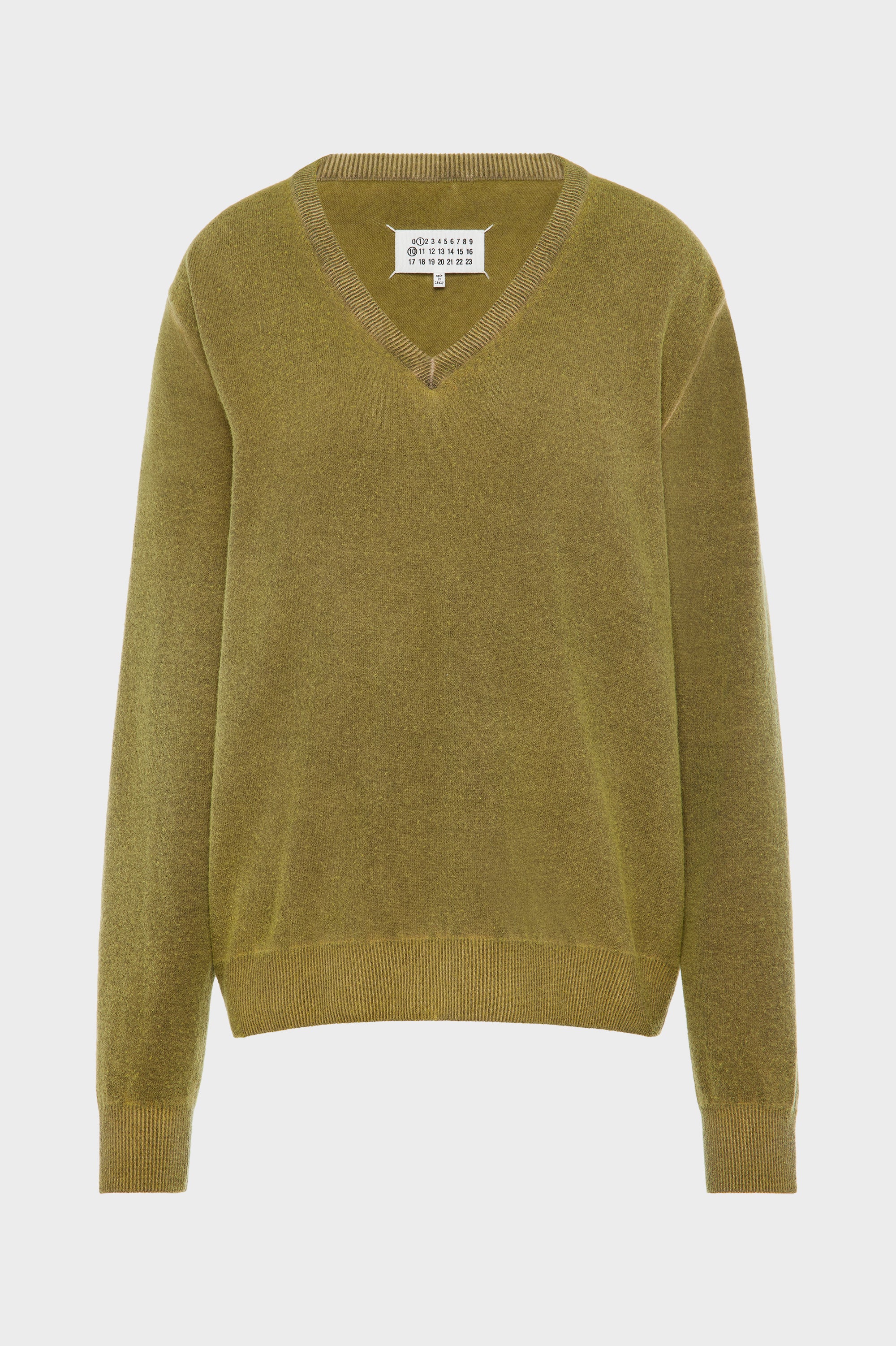 Designer Green Virgin wool V-neck sweater | Shop Online | Maison