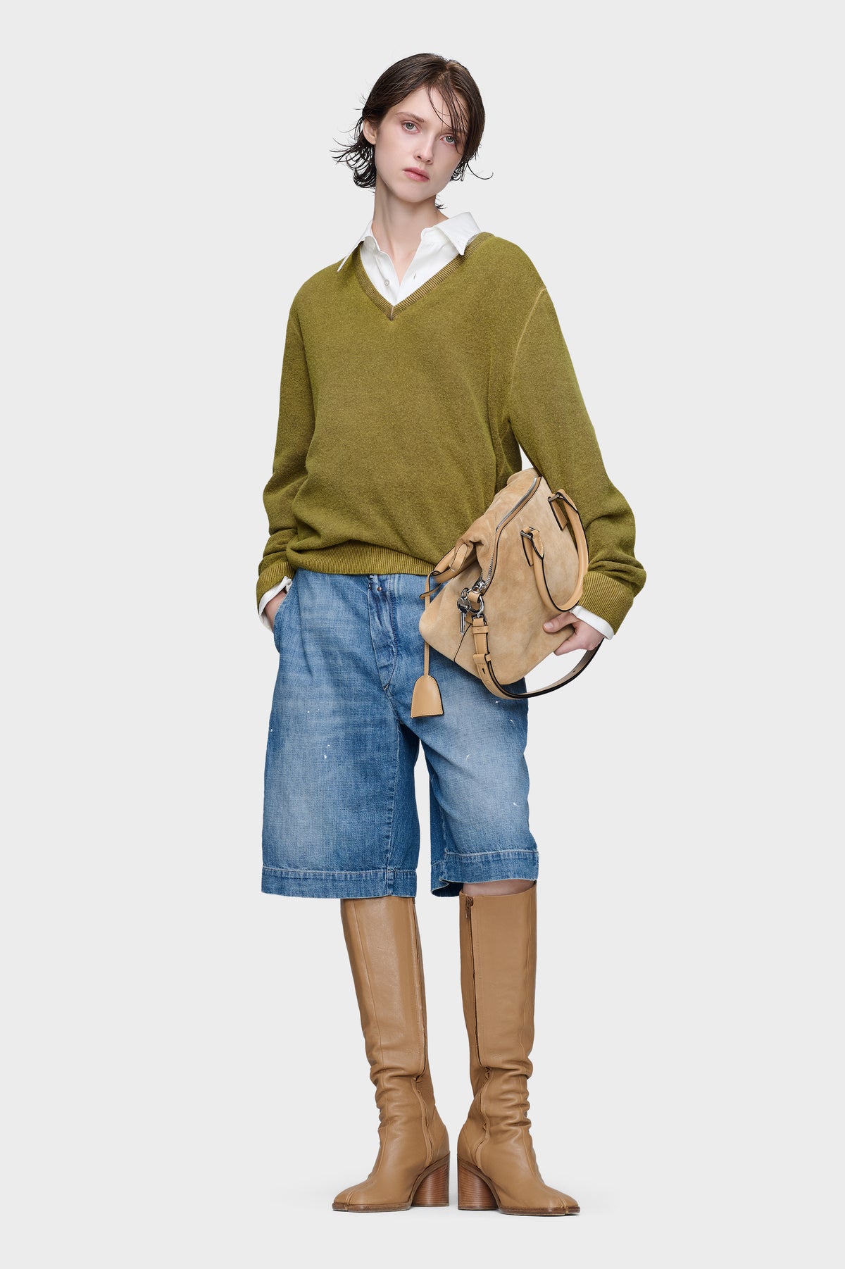 Virgin wool V-neck sweater