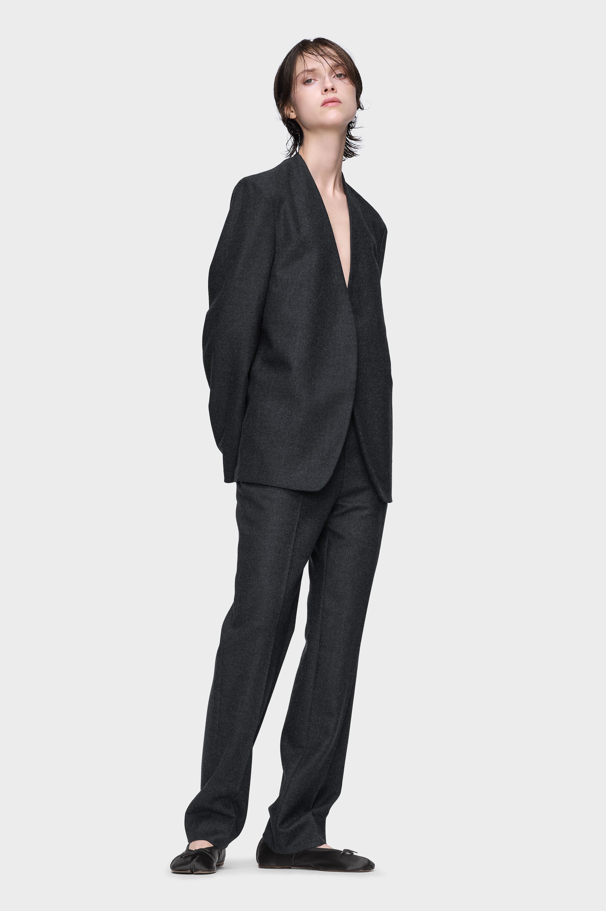 Designer Gray Wool straight-Leg trousers | Shop Online | Maison