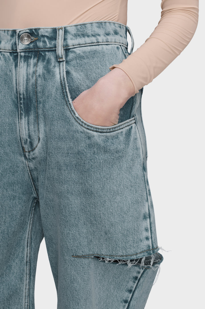 Denim jeans with slash details