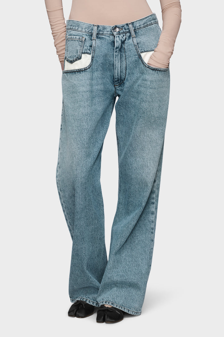 Straight jeans with contrasted pockets