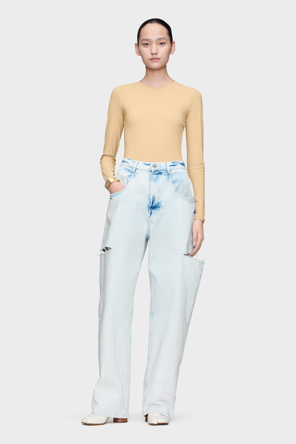 Maison Margiela Bleached Cut-out Jeans