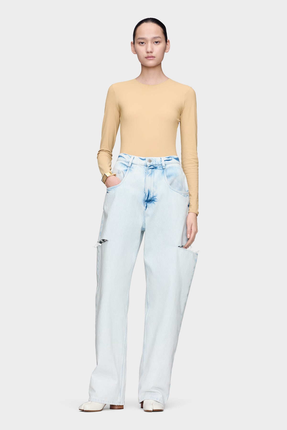 Bleached Cut-out Jeans