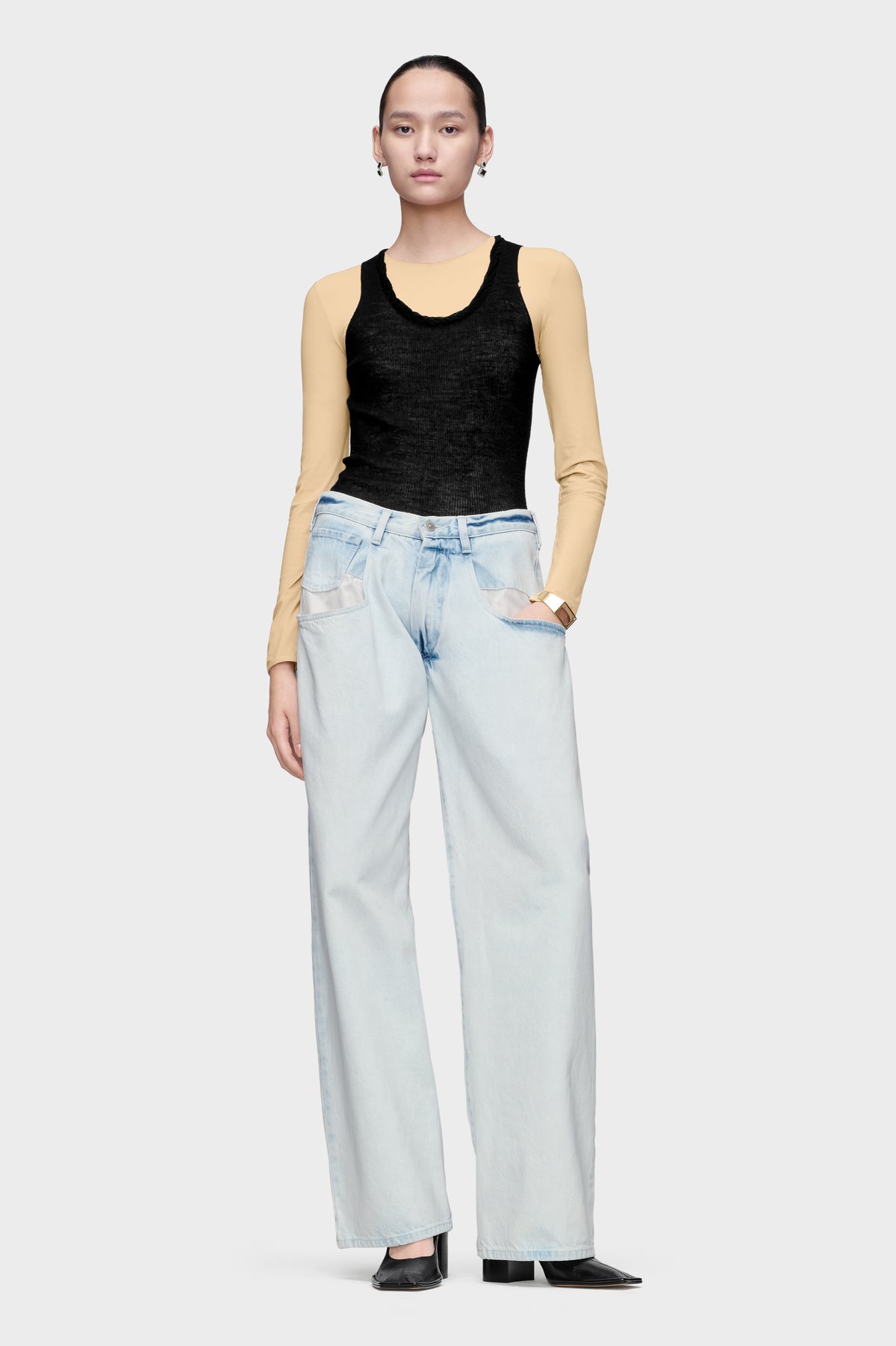 Bleached Straight-Leg Jeans