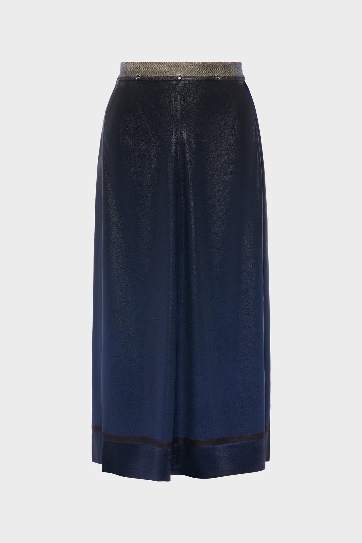 Foil-treated midi skirt