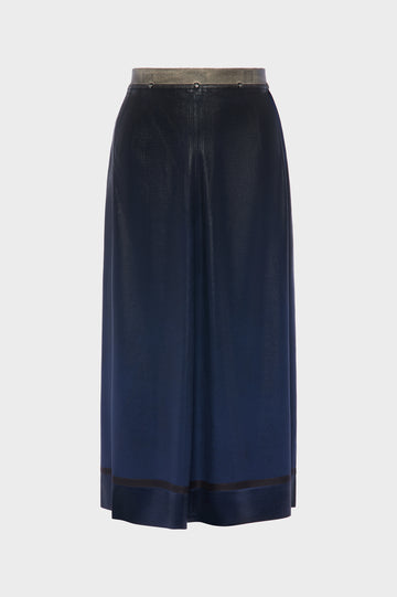 Foil-treated midi skirt