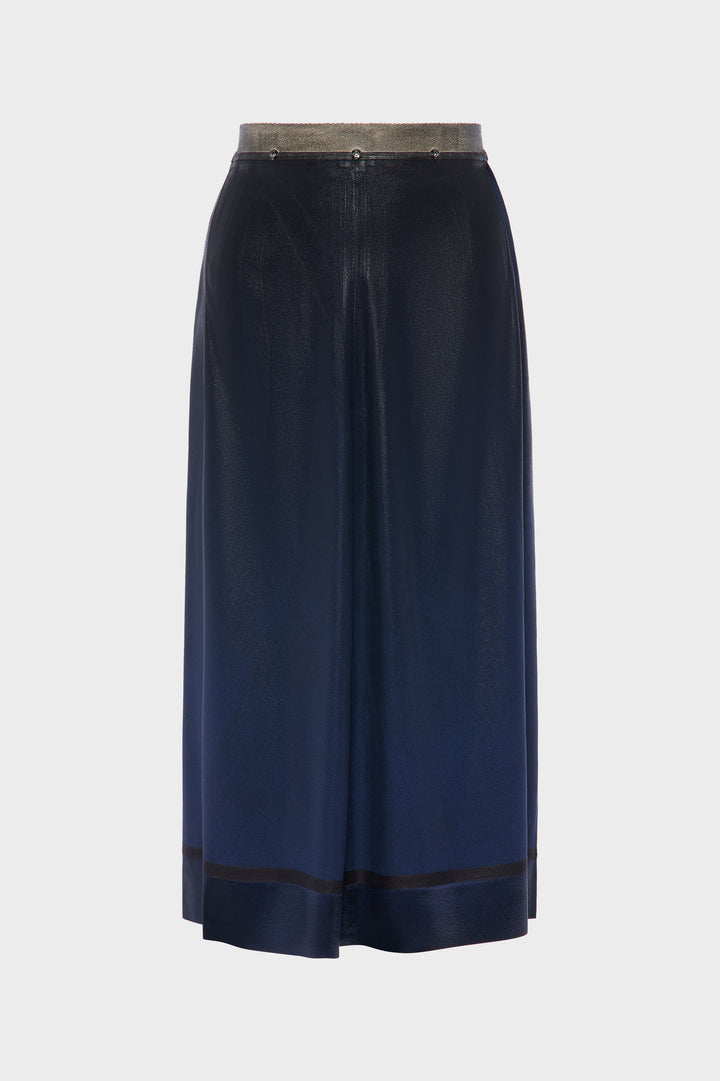 Foil-treated midi skirt