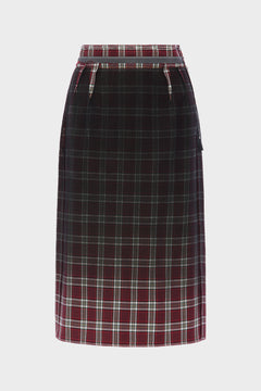 Faded check wool skirt