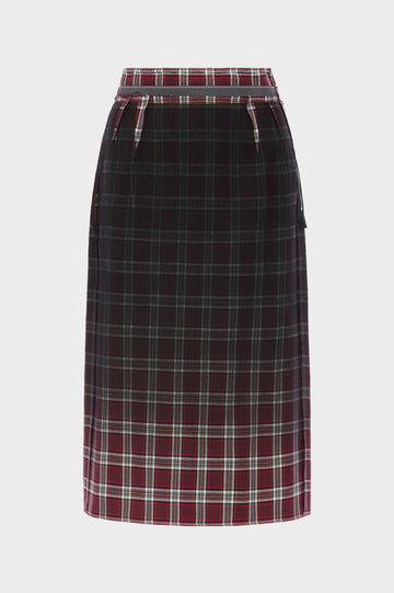 Faded check wool skirt