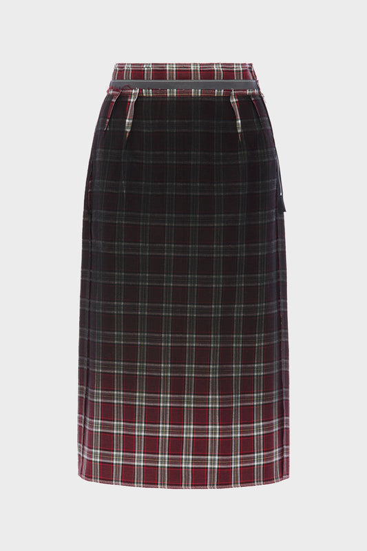 Maison Margiela Faded check wool skirt