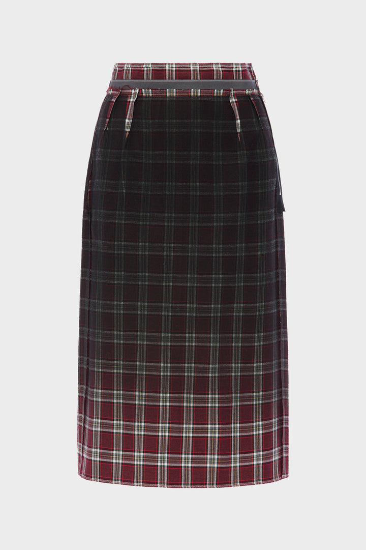 Faded check wool skirt
