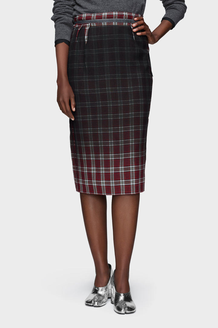Faded check wool skirt