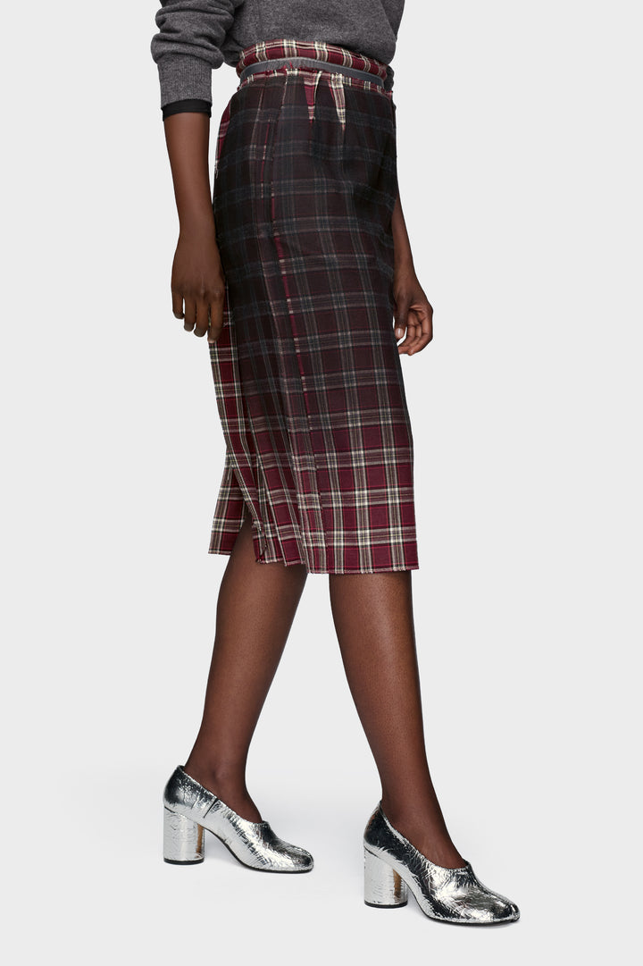 Faded check wool skirt
