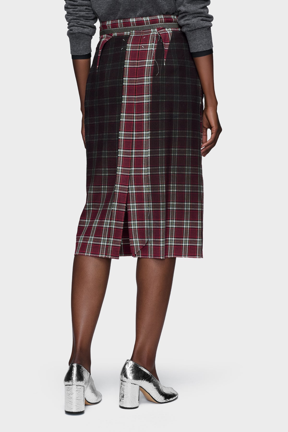 Faded check wool skirt