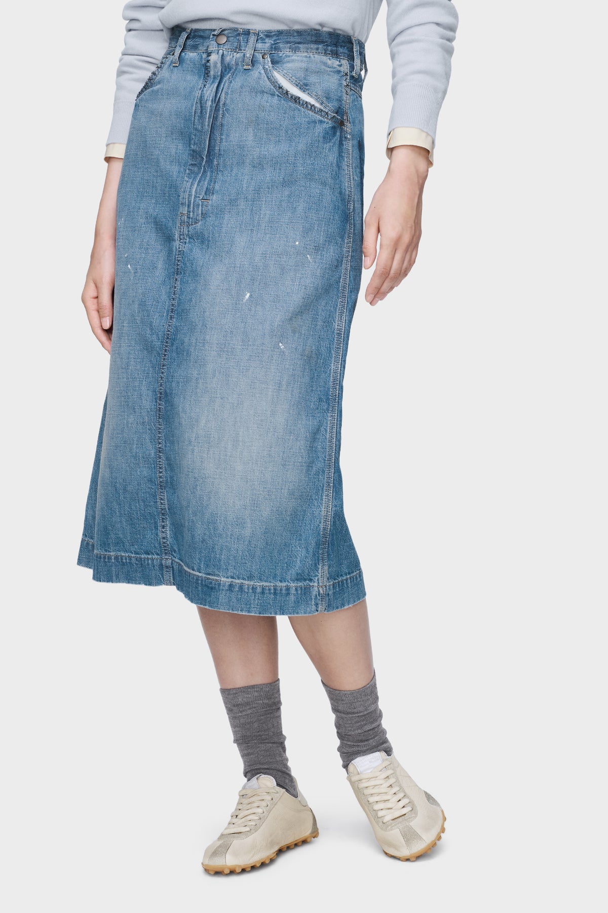 Denim midi skirt