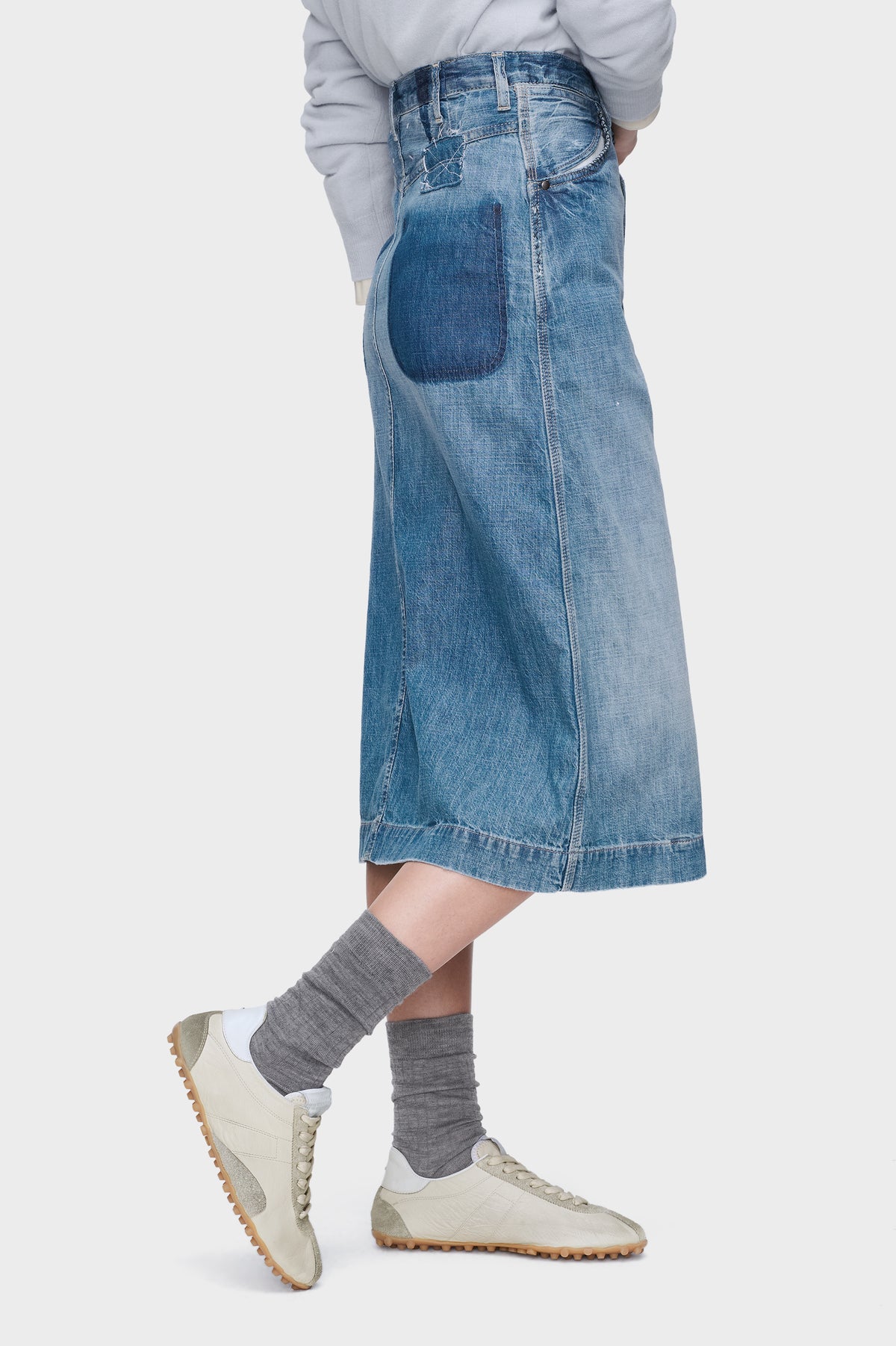 Denim midi skirt