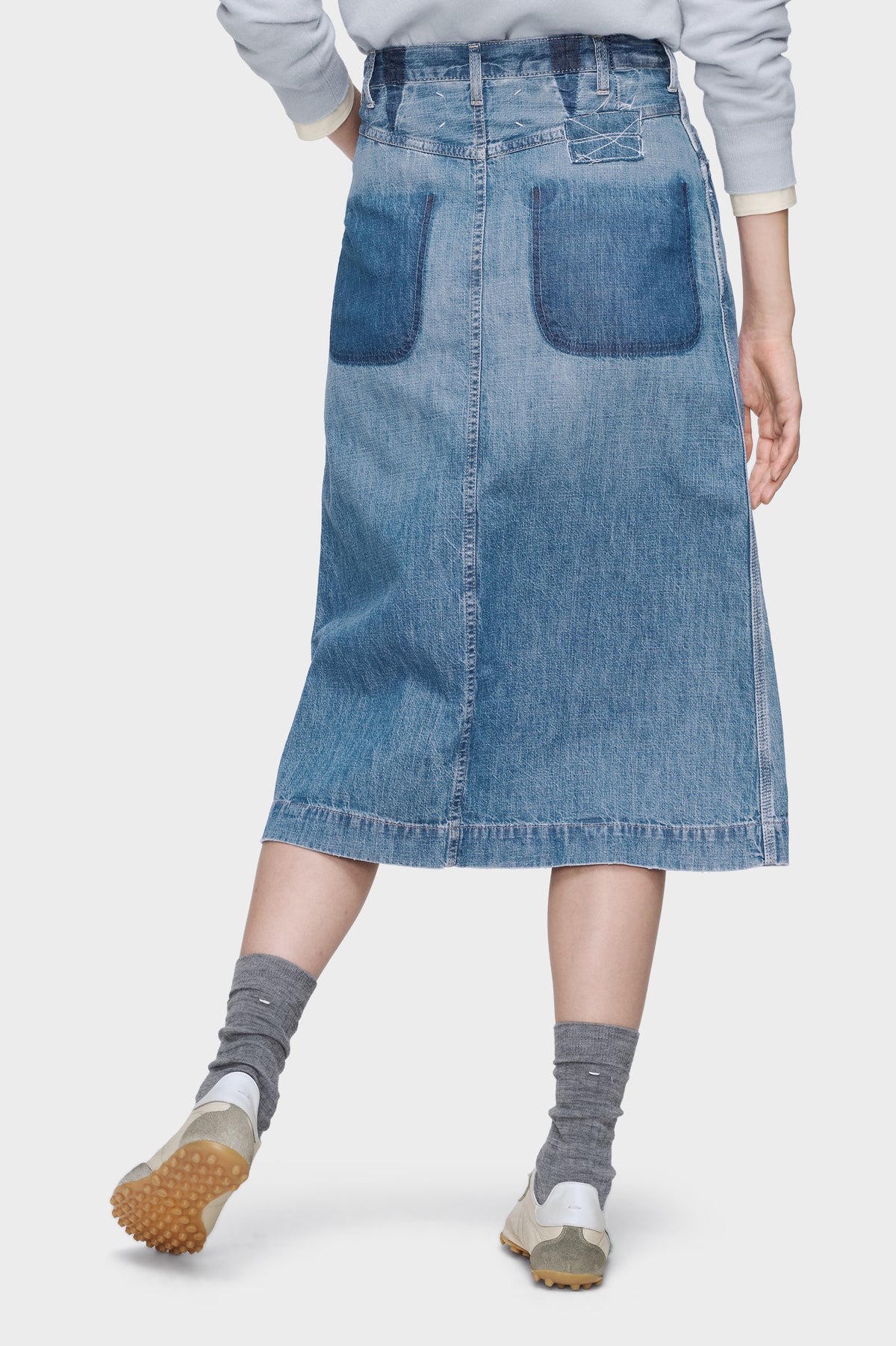 Denim midi skirt
