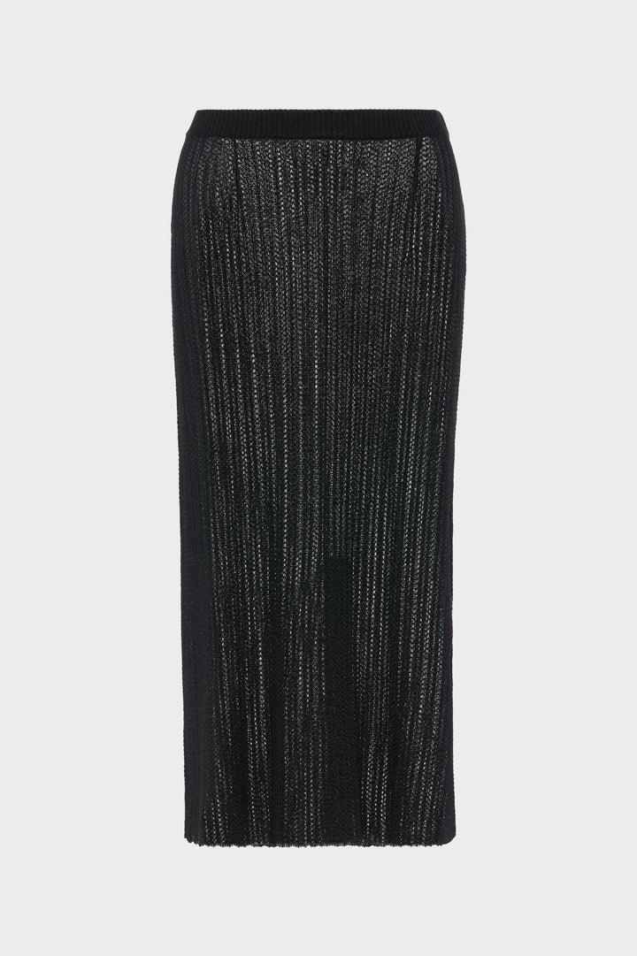Ribbed knit midi skirt