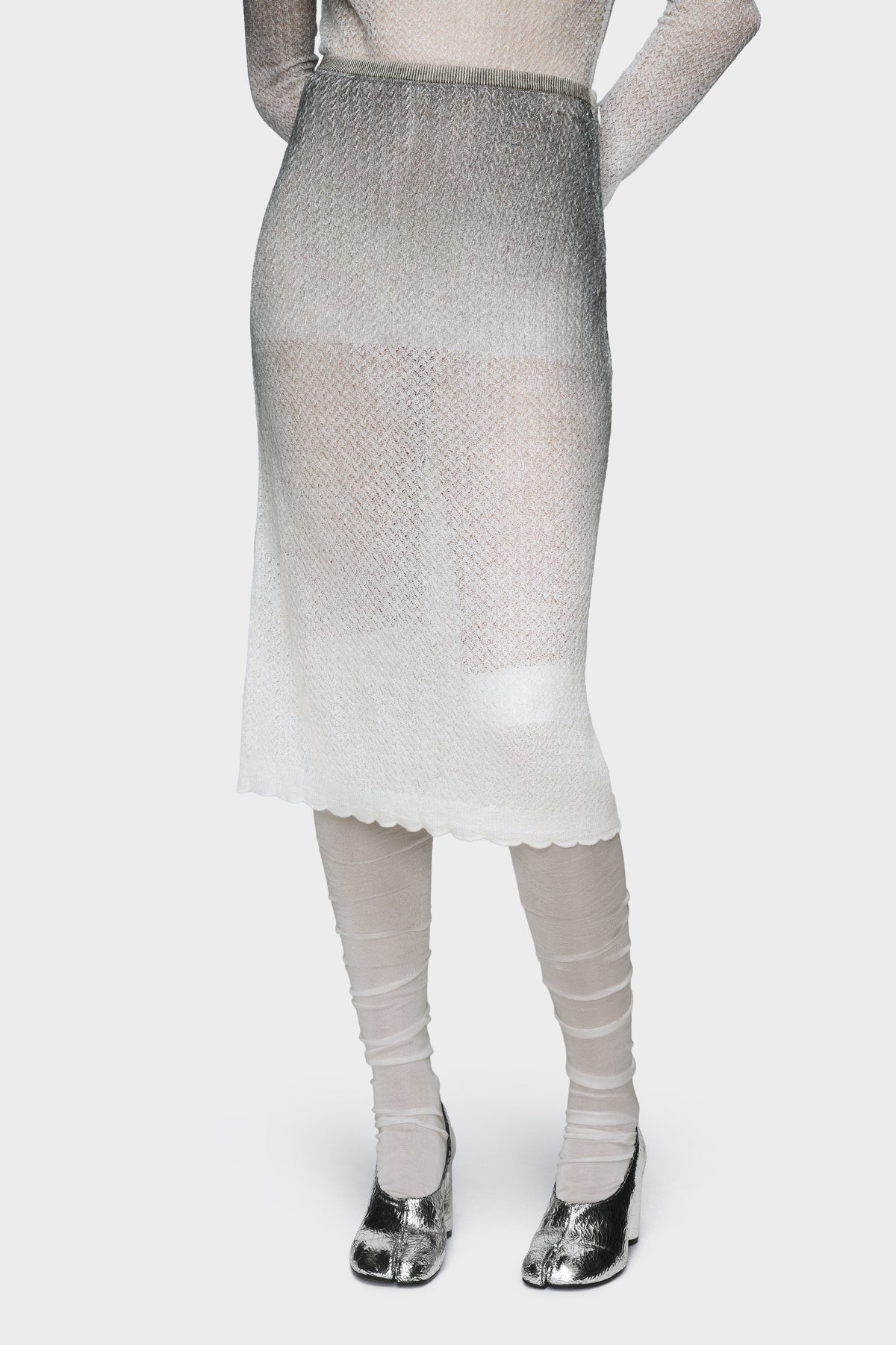 Sheer knit midi skirt