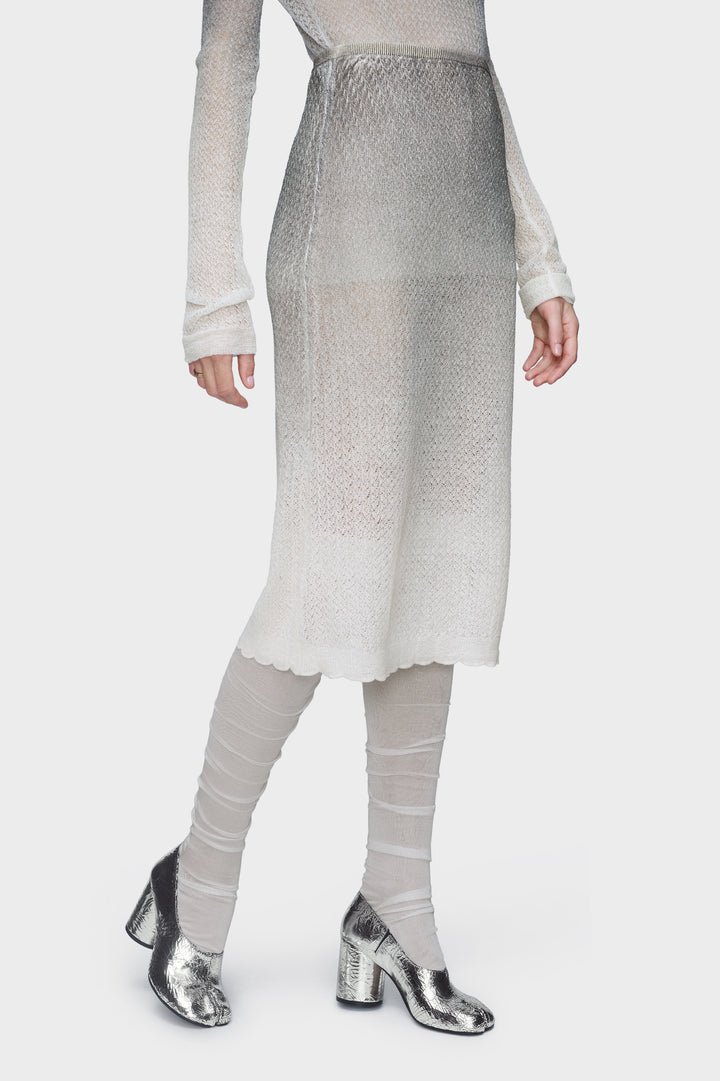 Sheer knit midi skirt