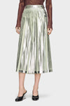 Maison Margiela Pleated Metallic Silk Midi Skirt