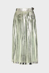 Maison Margiela Pleated Metallic Silk Midi Skirt