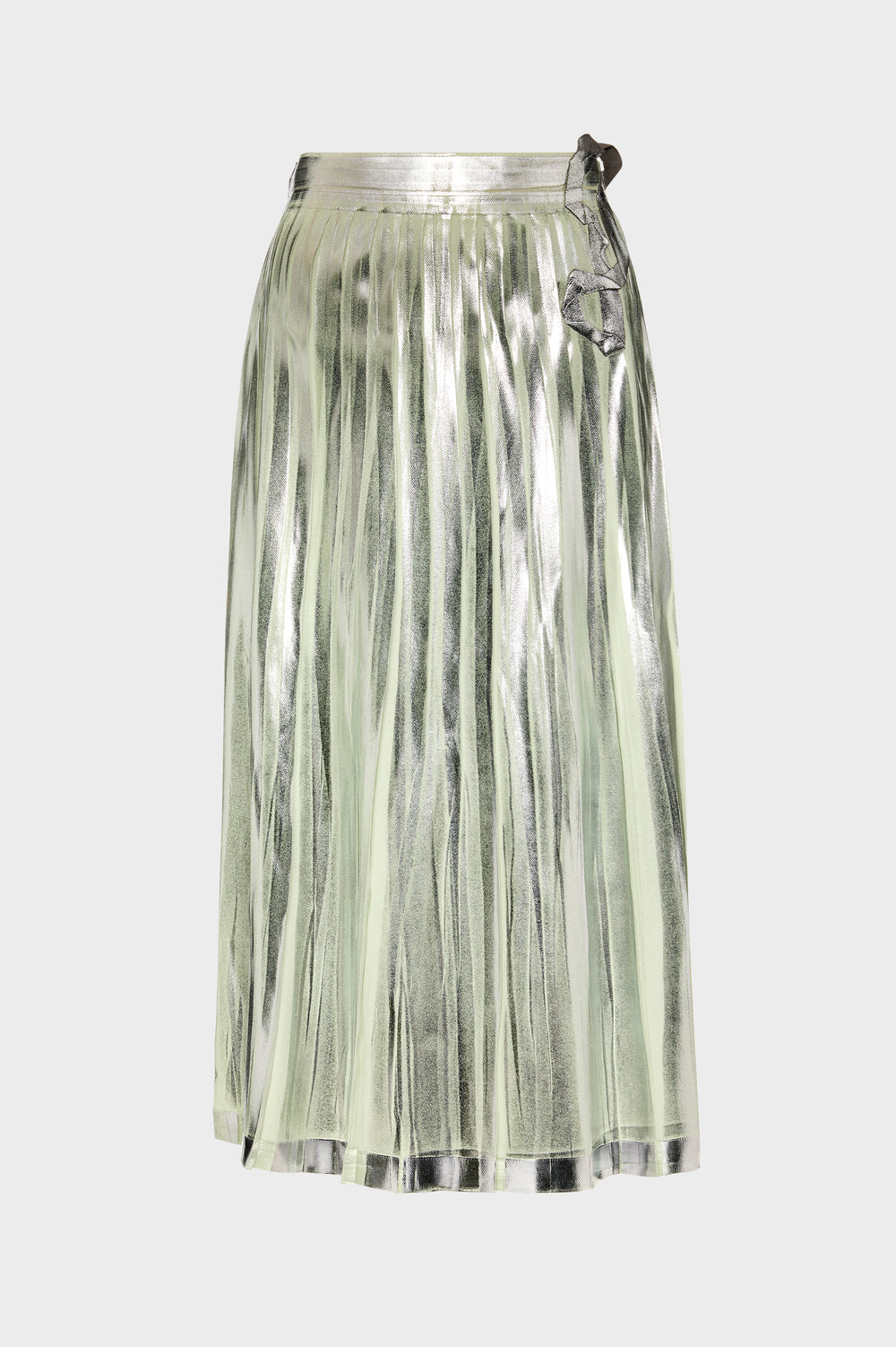 Maison Margiela Pleated Metallic Silk Midi Skirt