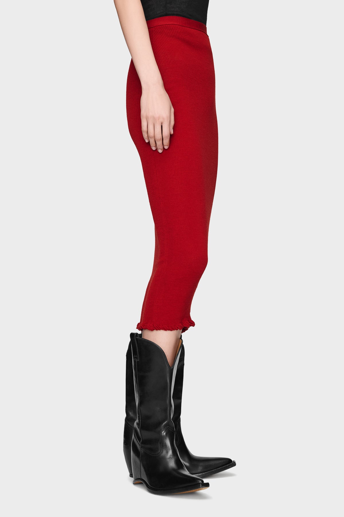 Ribbed Wool Midi Skirt