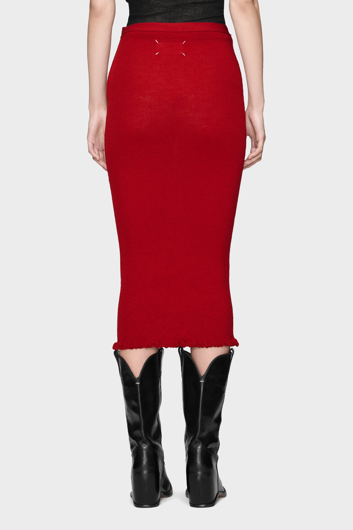 Ribbed Wool Midi Skirt