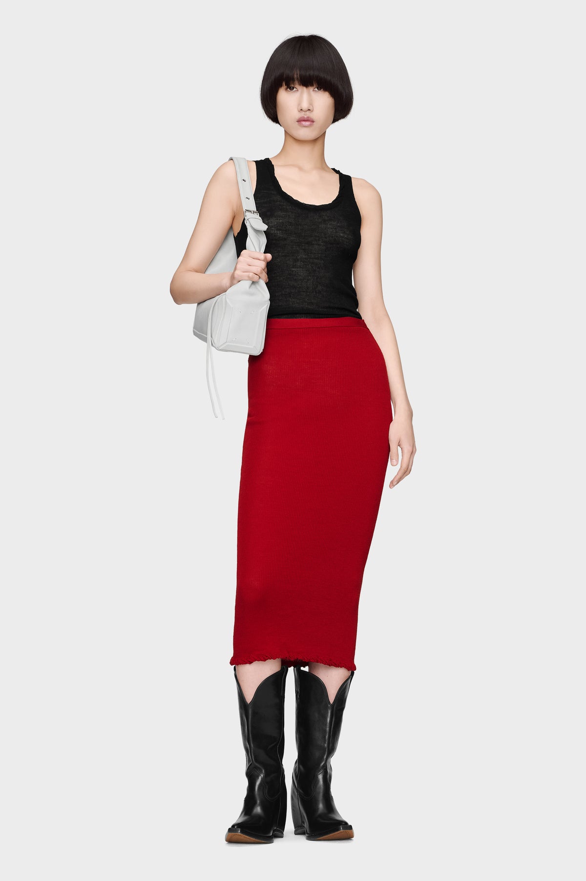 Ribbed Wool Midi Skirt