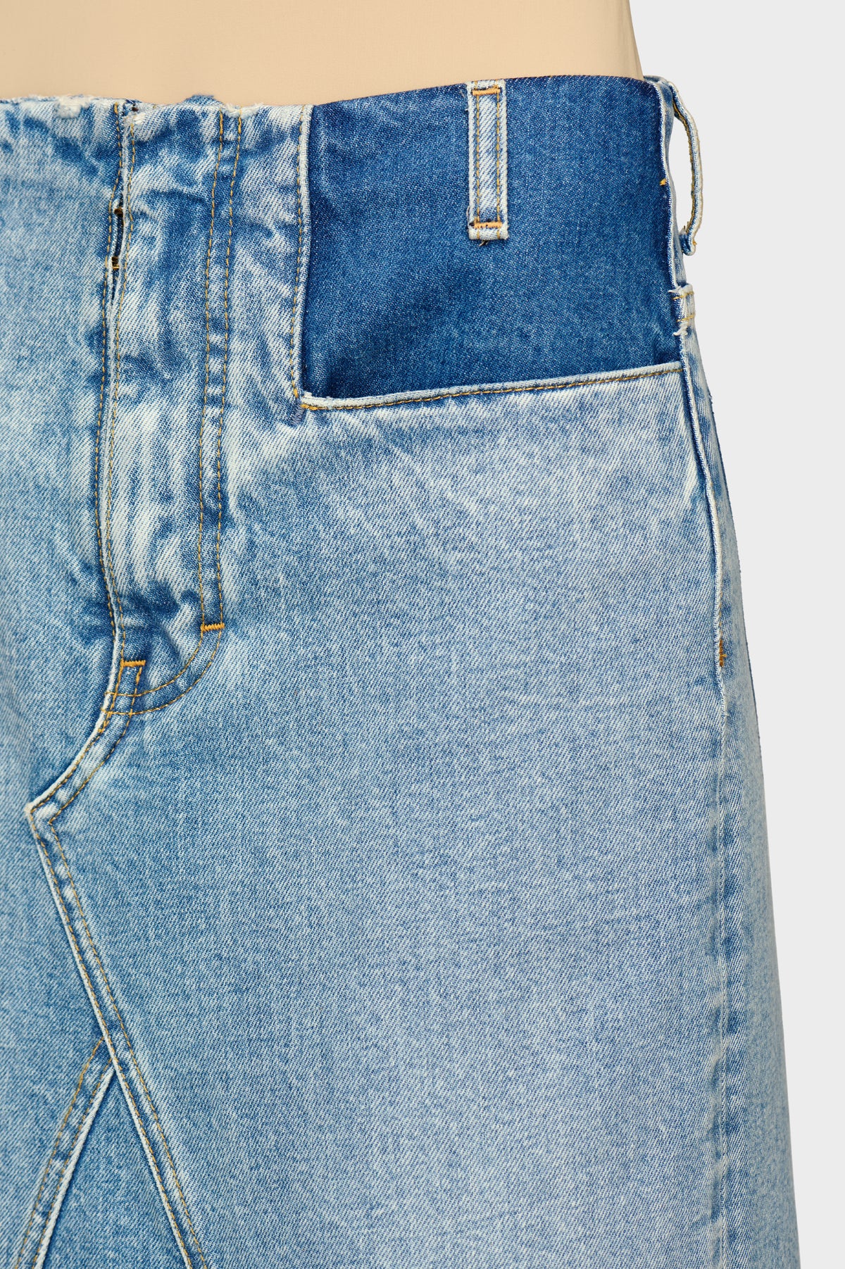 Two-Tone Denim Maxi Skirt