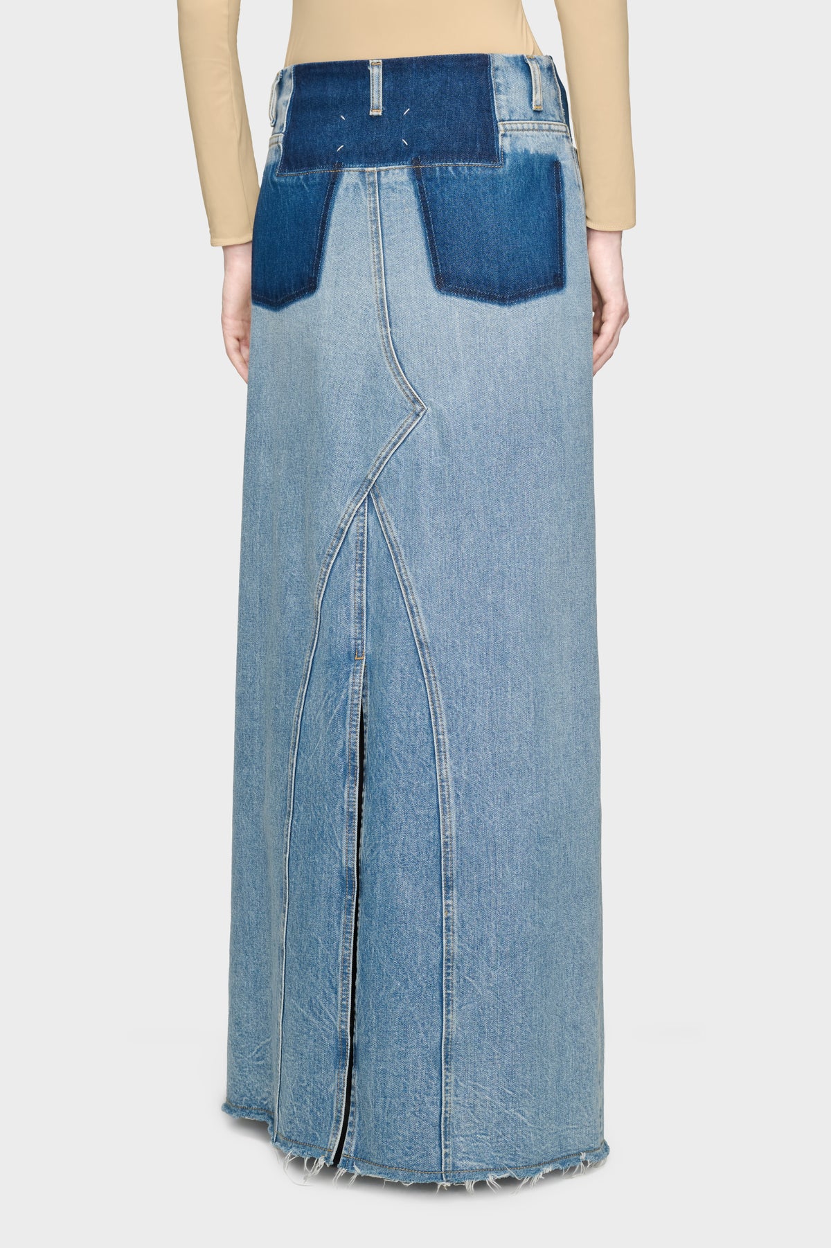 Two-Tone Denim Maxi Skirt
