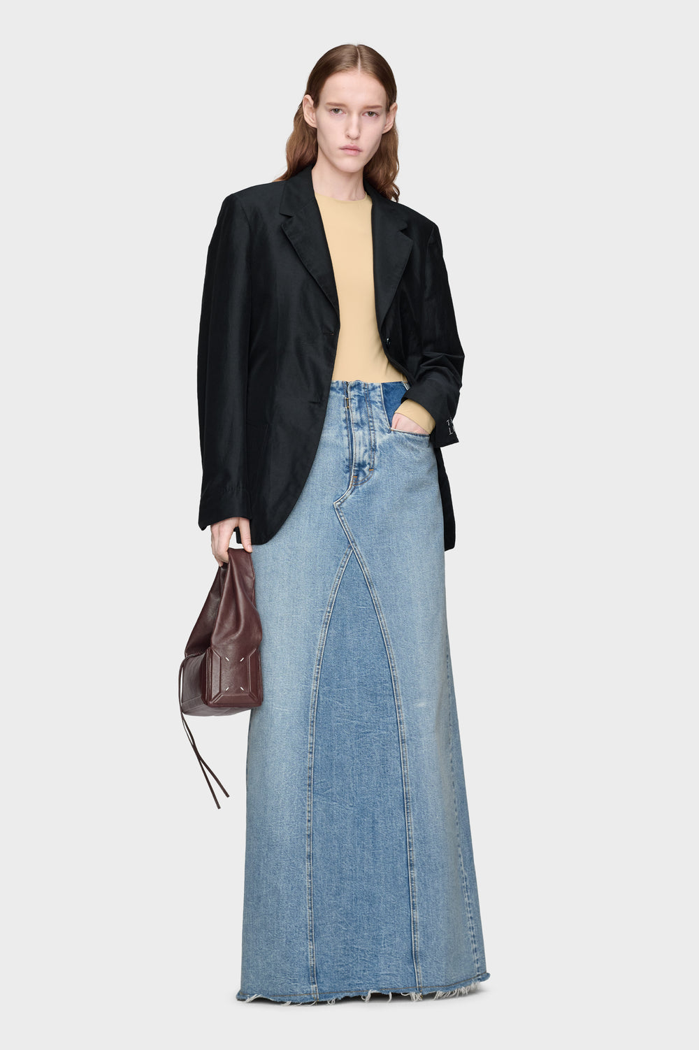 Maison Margiela تنورة طويلة من الدنيم بلونين