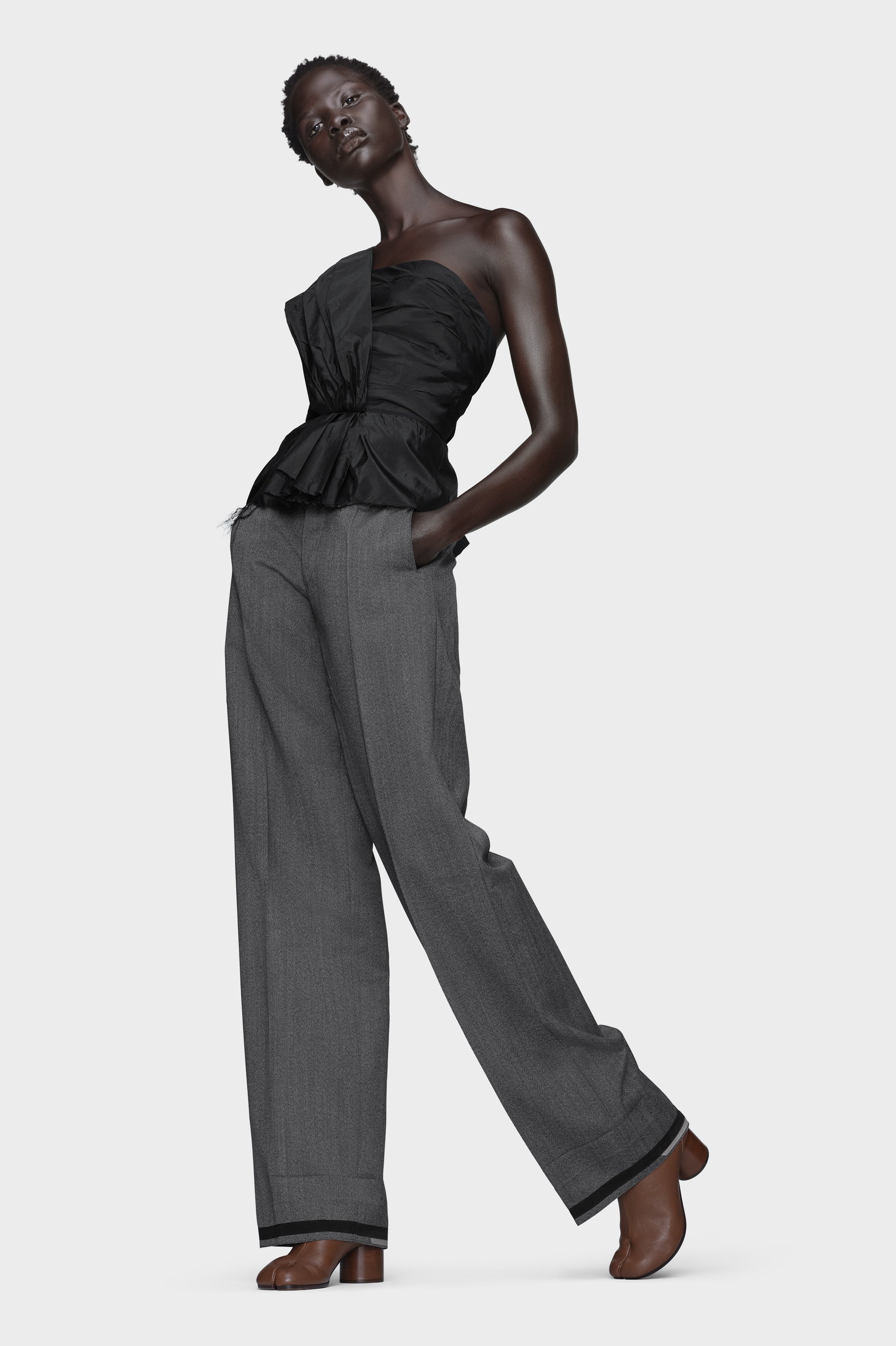 Designer Black Asymmetric draped top | Shop Online | Maison Margiela